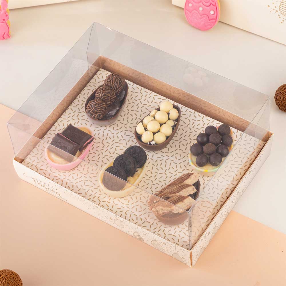 Box for Easter Egg With Clear Lid. (For 50g  egg shells) BLISS Line - 10 Pack