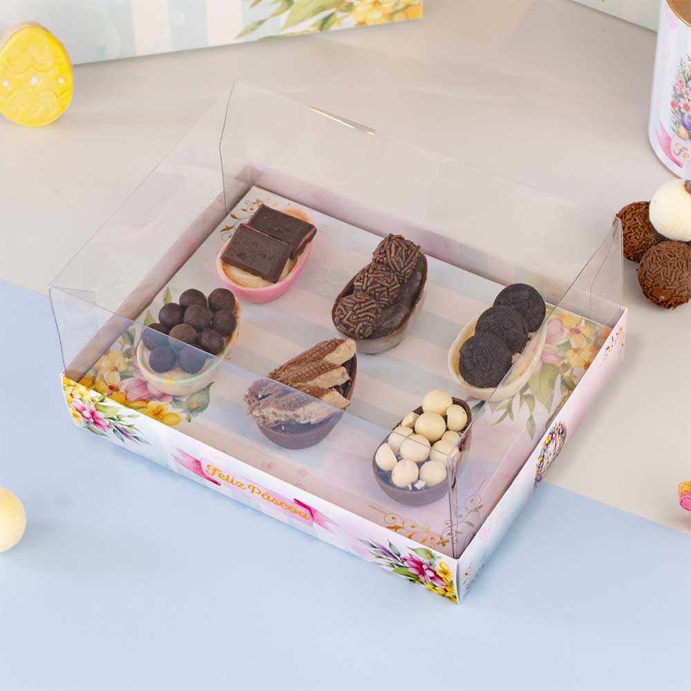 Box for Easter Egg With Clear Lid. (For 50g  egg shells) AFETO Line - 10 Pack