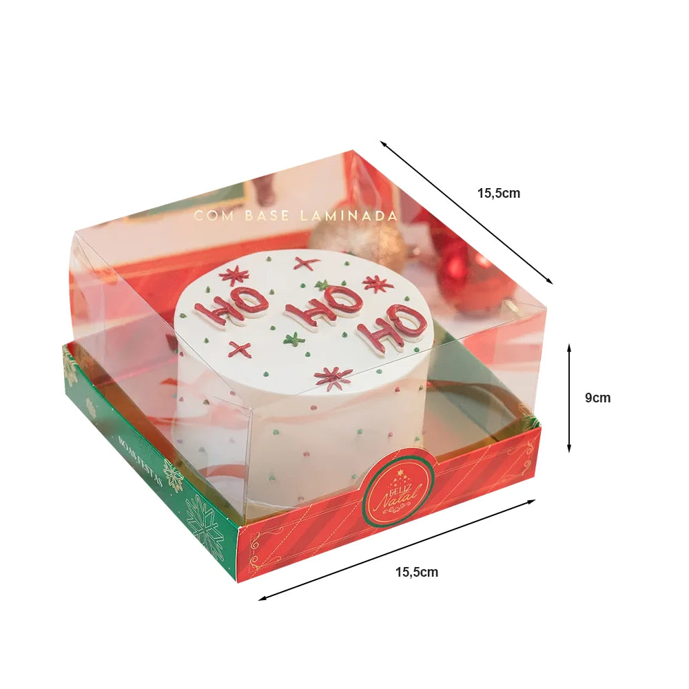 Mini Cake Boxes with Christmas Theme with Clear Lid (10 pack)