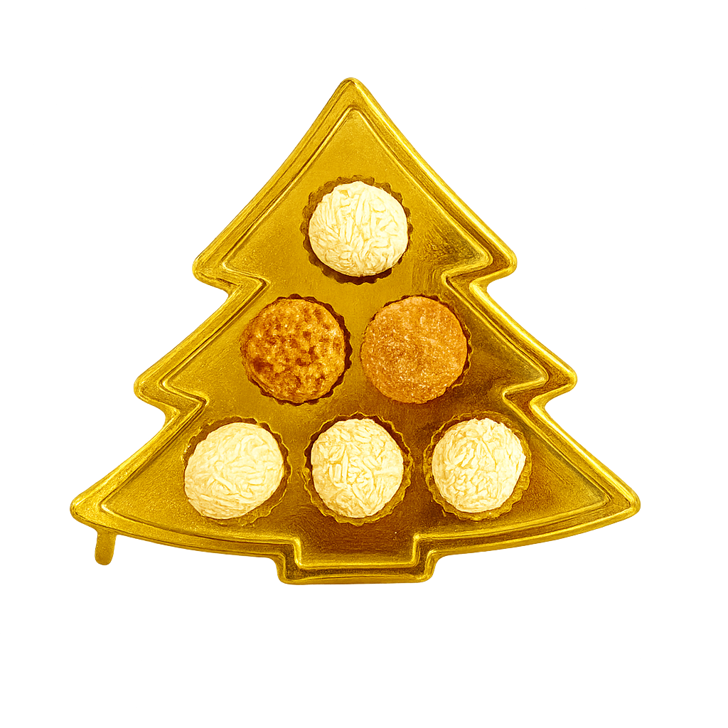 6 cavities Clear/Gold Christmas Tree Candy case (5 count)
