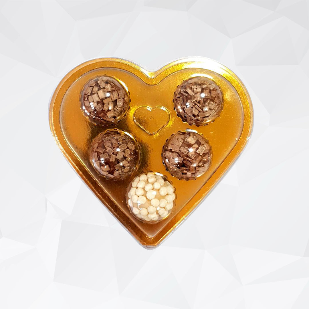 5 cavities Clear/Metallic Gold Heart Candy case (5 count)