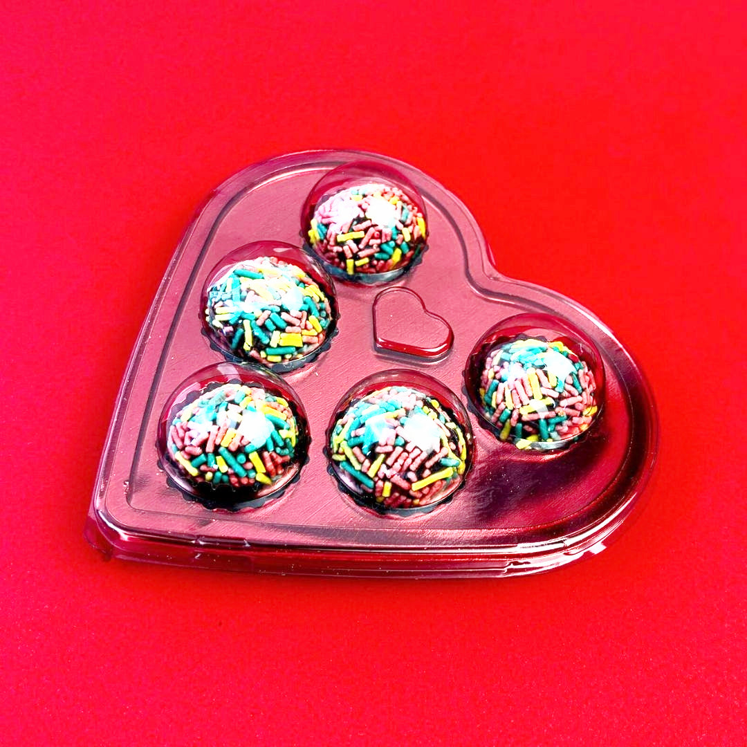 5 cavities Clear/Metallic Red Heart Candy case (5 count)