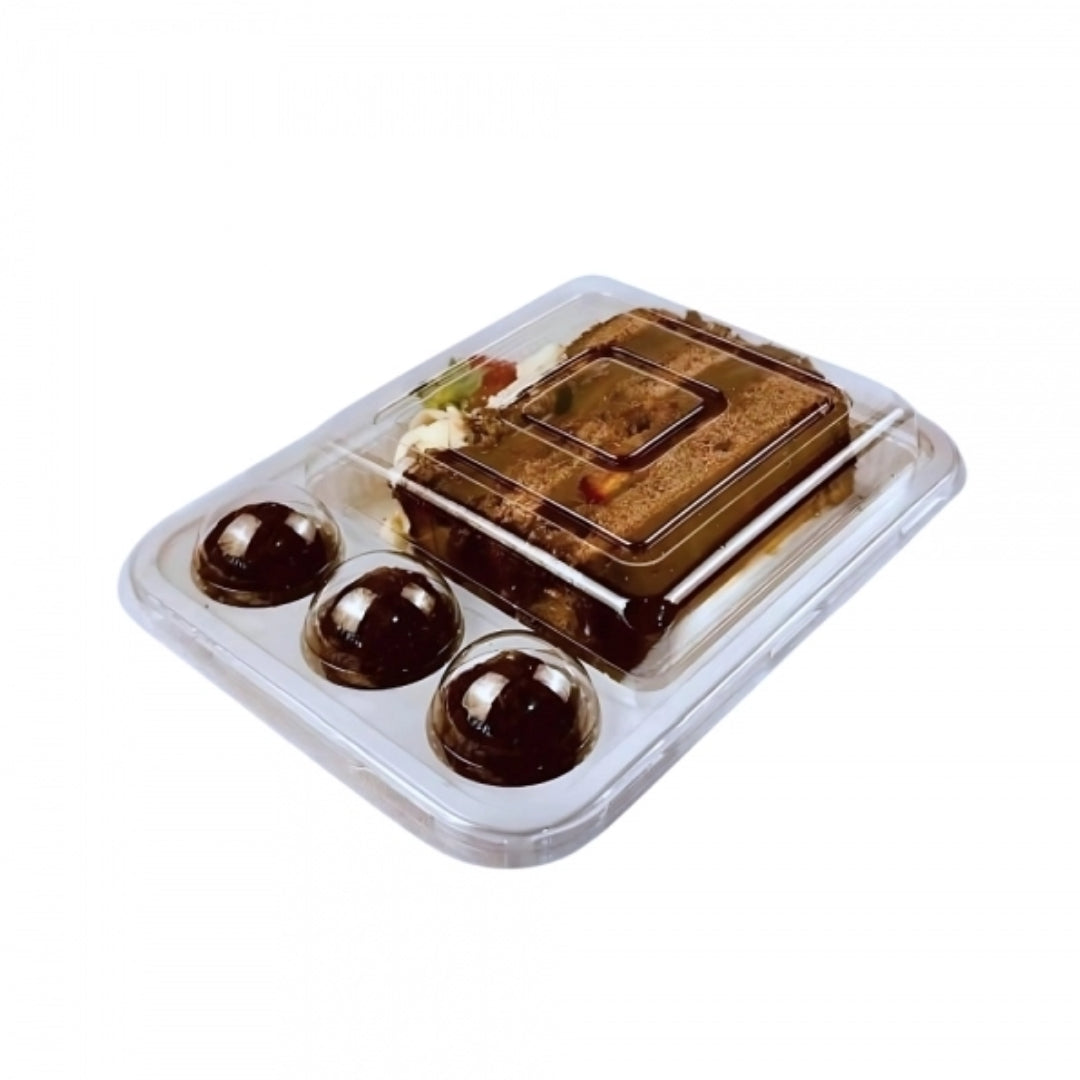 Container for Slice Cake and 3 candies (5-Pack) White