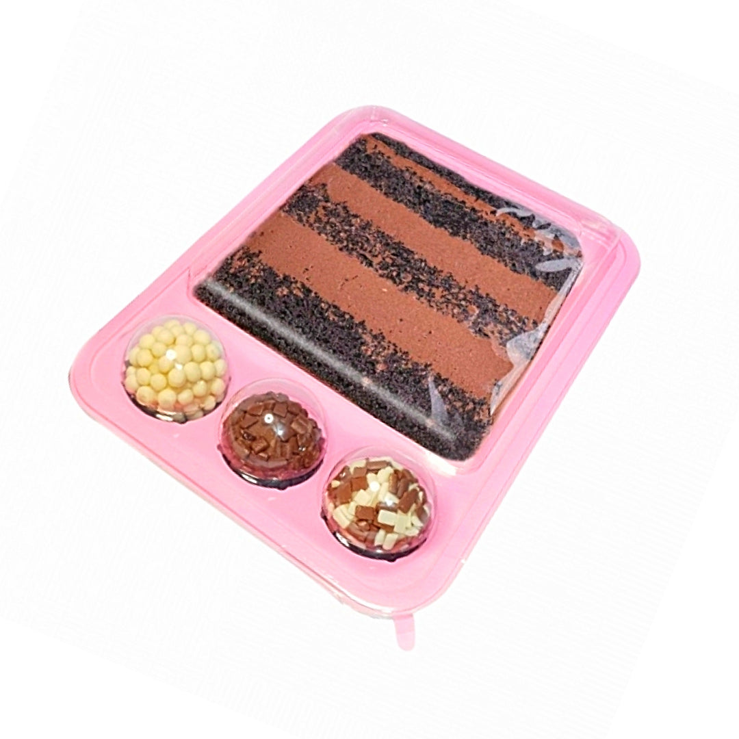 Container for Slice Cake and 3 candies (5-Pack) Pink