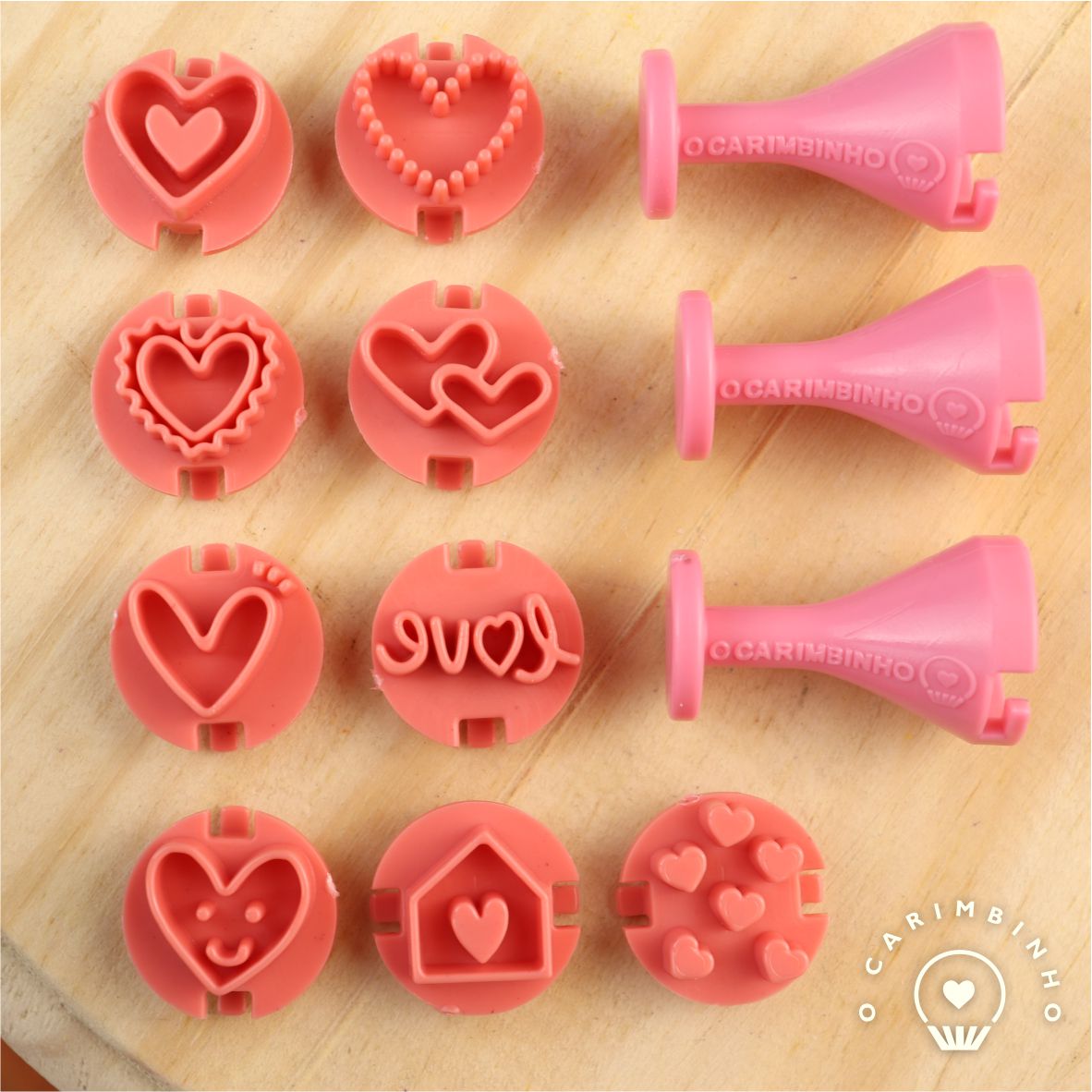 "Hearts" Embossing Candy Stamp Set  (12 pieces) Coracoes