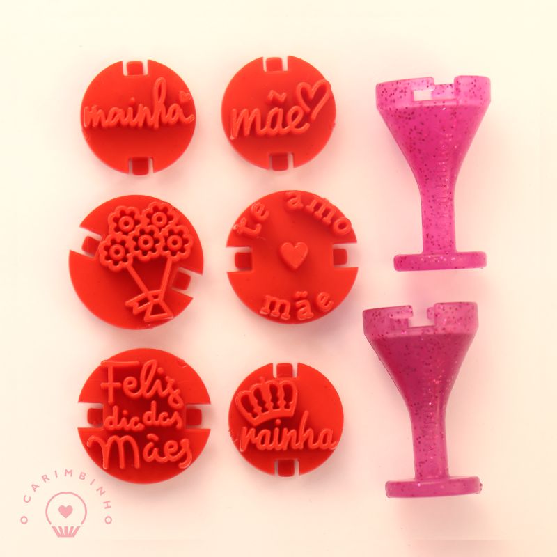 "Mother's Day" Embossing Candy Stamp Set  (8 pieces) Dia das Maes