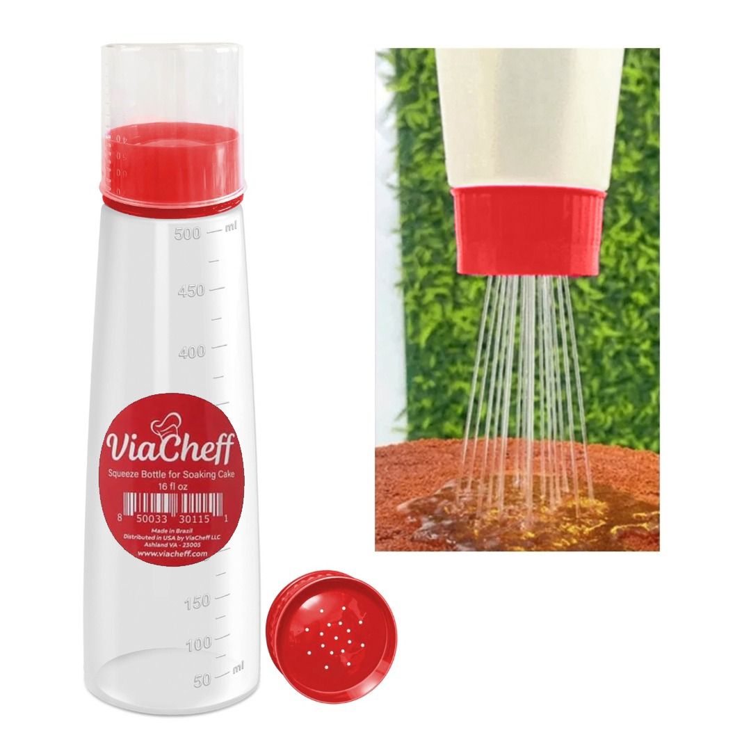 Plastic Bottle for Soaking Cake (16 fl oz) Red Lid