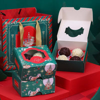 Thumbnail for 4 Cavities Christmas Brigadeiro Box with Clear Lid - Christmas Traditional Green Theme (10 Pack)