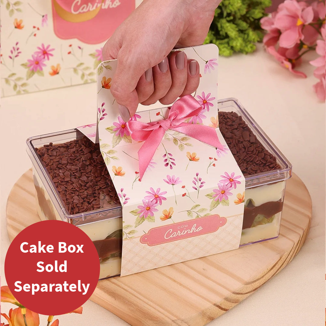 Handle for Rectangular Crystal Plastic Cake Box (Floral Theme) 10-Pack