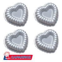 Thumbnail for Decorative Heart-Shaped Mini Aluminum Baking Pans – Set of 4 (3.5 x 1.6 in) | Caparroz