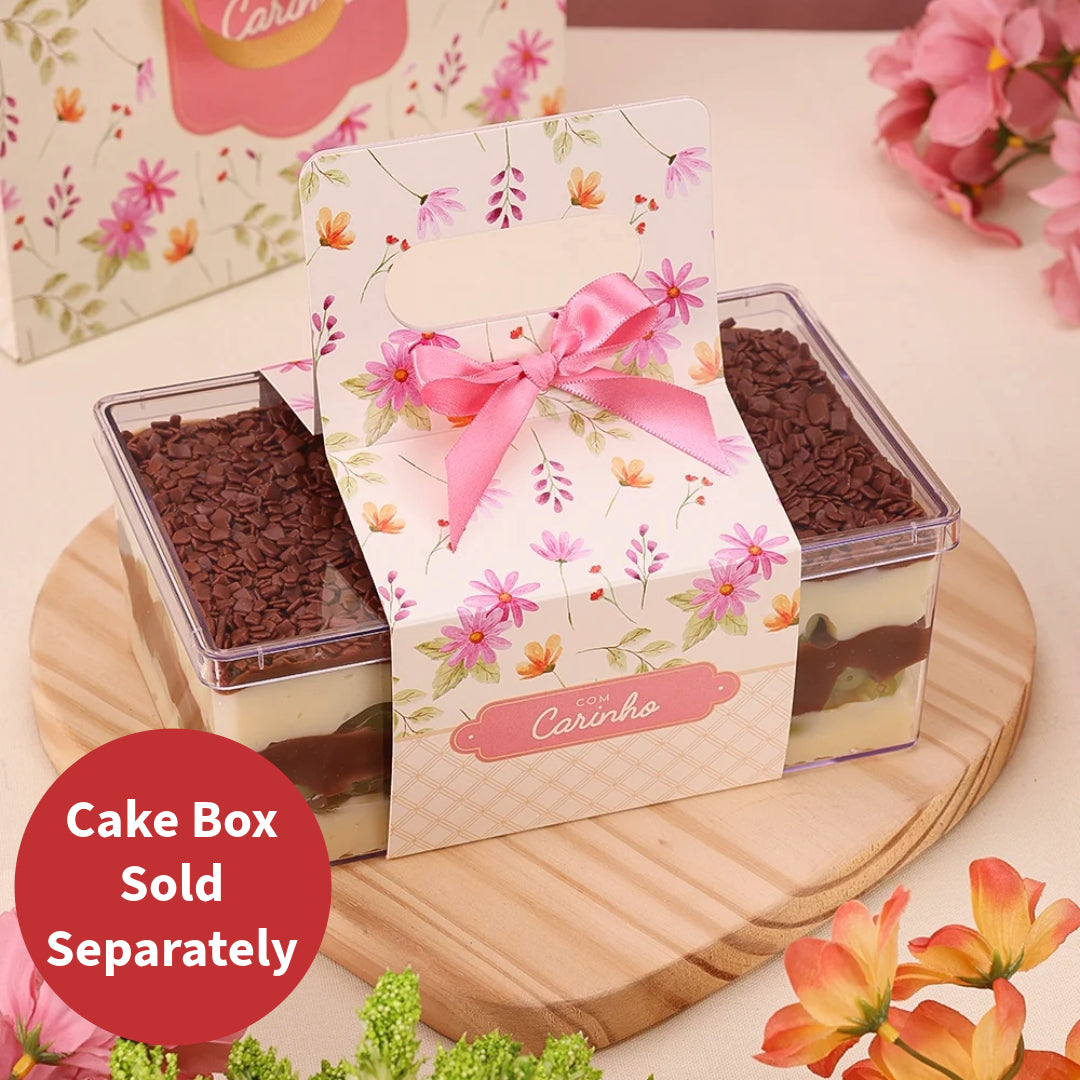 Handle for Rectangular Crystal Plastic Cake Box (Floral Theme) 10-Pack