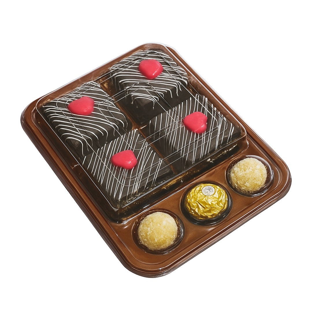 Container for 4 Slice Brownies and 3 candies (5-Pack) Chocolate