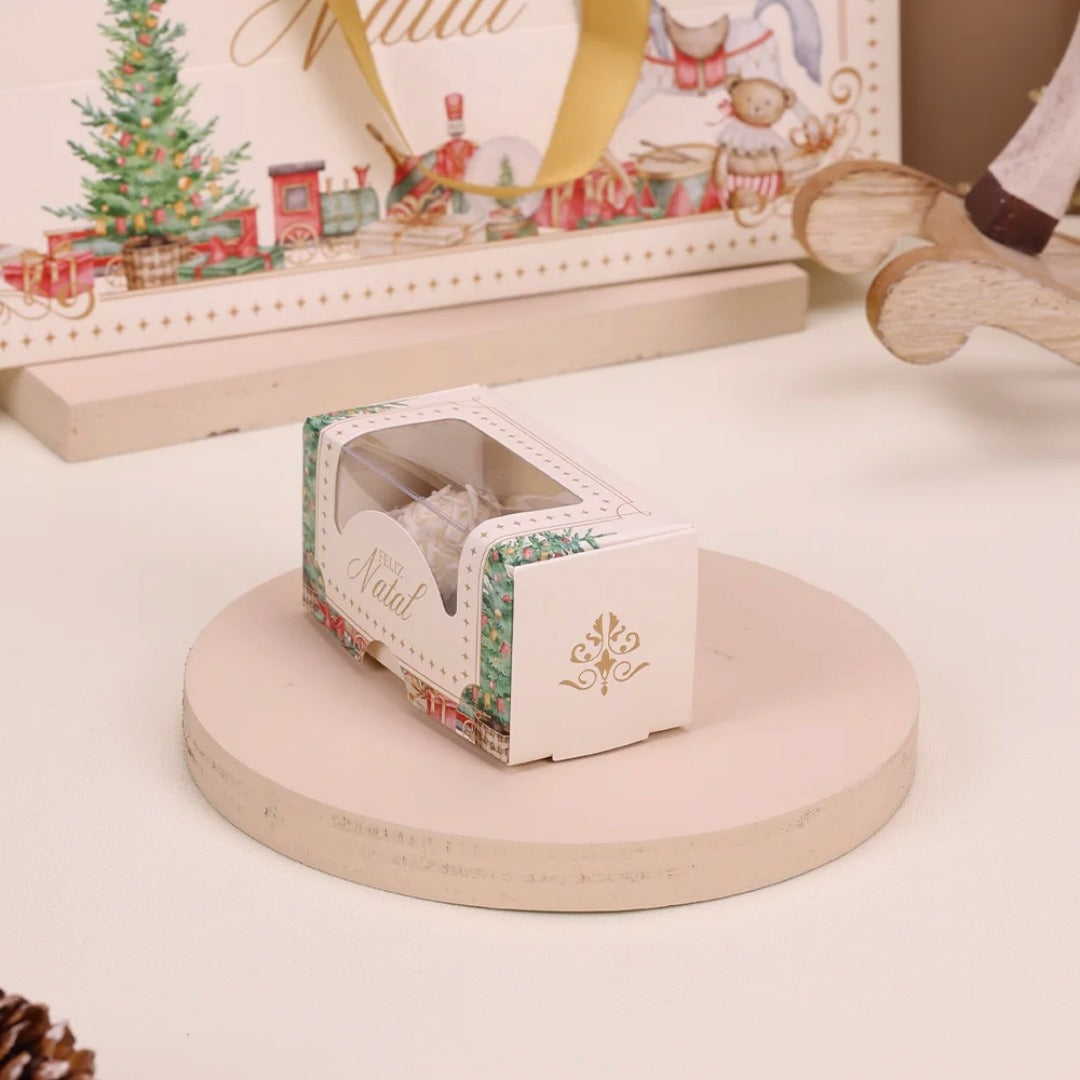 2 Cavities Christmas Brigadeiro Box with Clear Lid - Gentleness Theme (10 Pack)