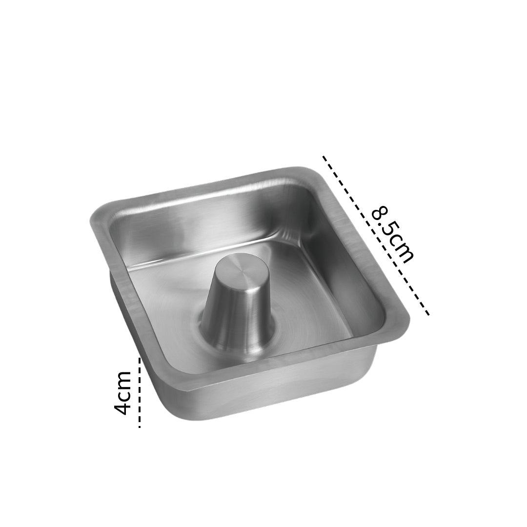 Mini Square Aluminum Baking Pan with Center Cone 3.3x1.6in (8.5 X 4 cm) by Caparroz | Set of 3 for Individual Cakes