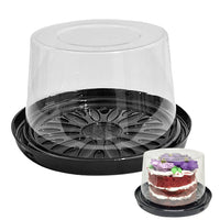 Thumbnail for Clear Plastic Cake Containers - 12cm Round w/ Black Base (10-Pack)