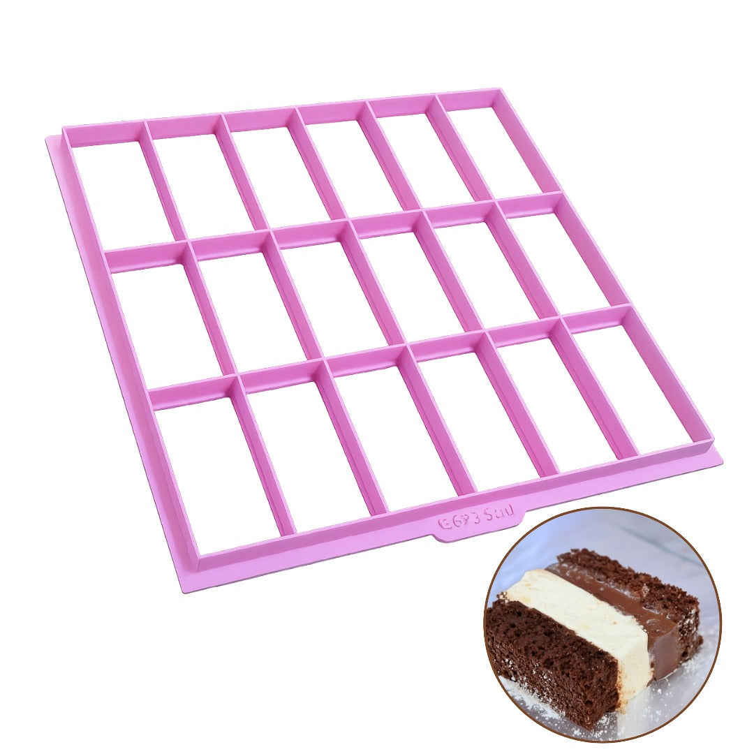 Frozen Cake Slice Cutter Grid for Brazilian-style Iced Cake | Pink