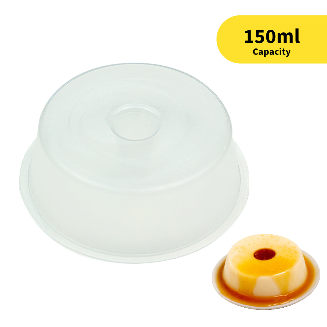 Oven Safe Plastic Rounded Pudding / Flan Pan With Lid - 10 Pack (150ml) BlueStar