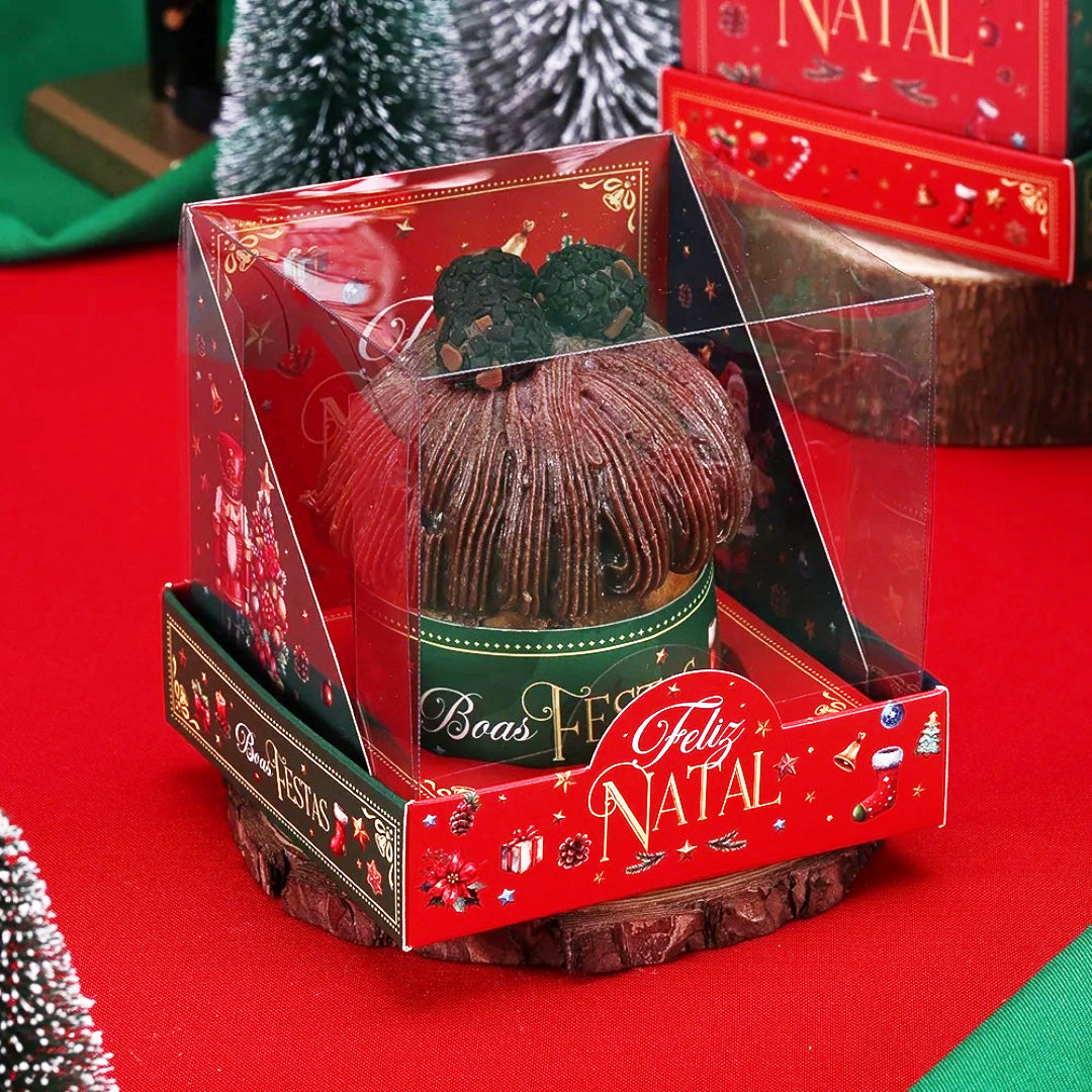 Mini Panettone Box with Acetate Lid Nutcracker-Themed (Pack of 10)