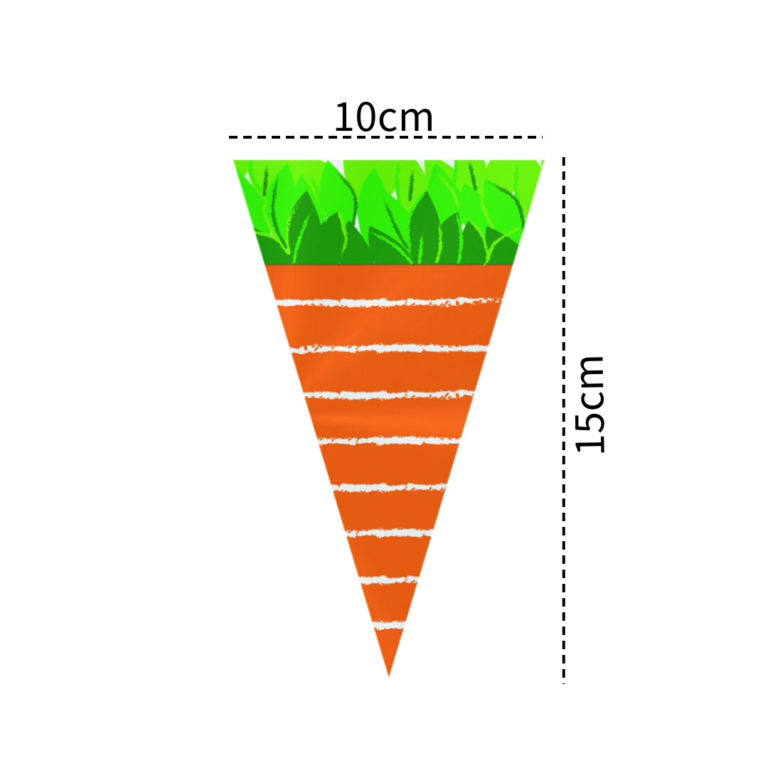 Carrot Cone-Shaped Plastic Bags - Pack of 50