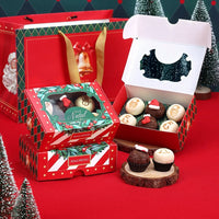 Thumbnail for 6 Cavities Christmas Brigadeiro Box with Clear Lid - Vintage Theme (10 pack)