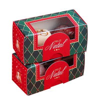 Thumbnail for 2 Cavities Christmas Brigadeiro Box with Clear Lid - Vintage Theme (10 Pack)