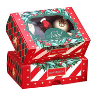 Thumbnail for 6 Cavities Christmas Brigadeiro Box with Clear Lid - Vintage Theme (10 pack)
