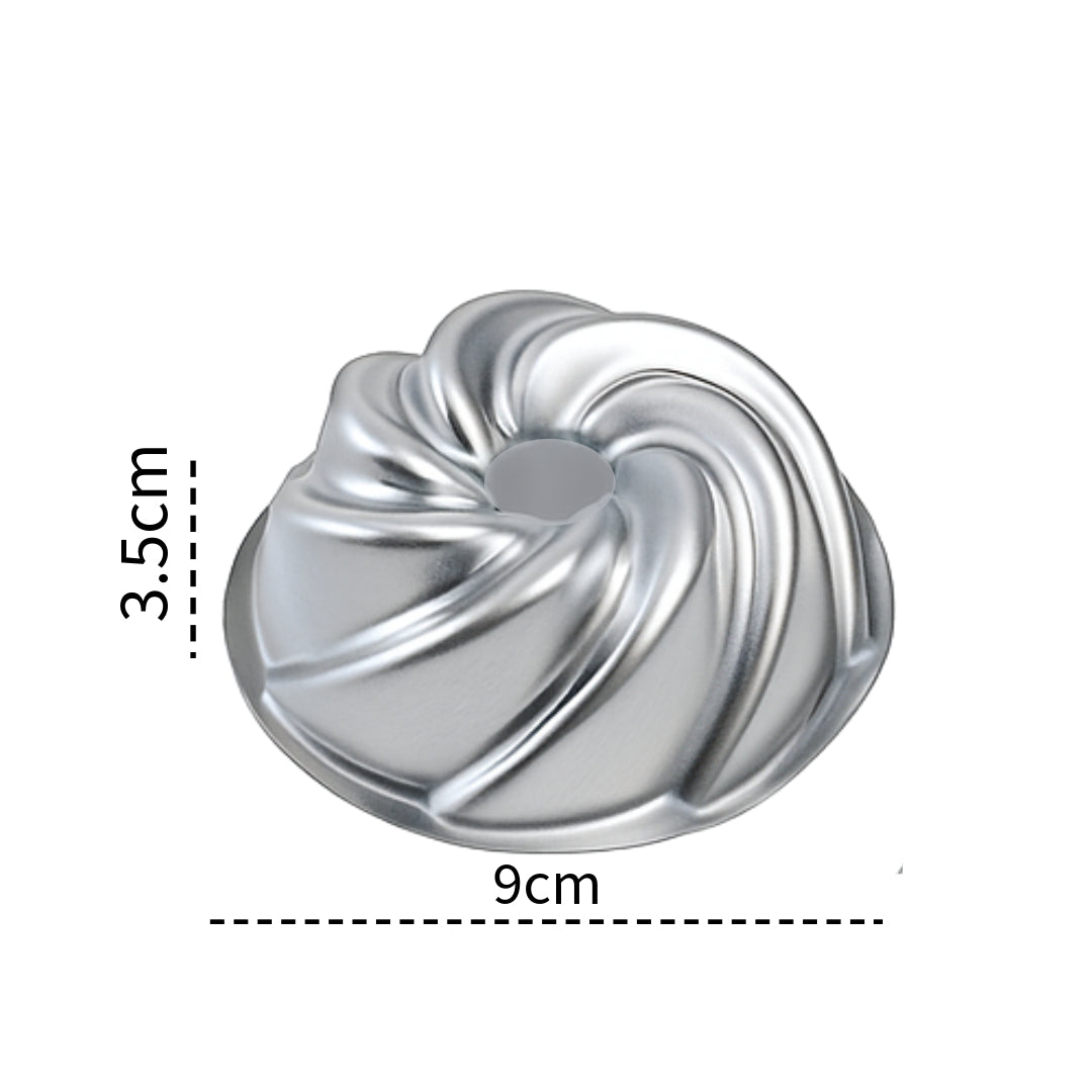 Mini Swirl Bundt Cake Pans – 9x3.5cm Aluminum Set of 6 by Caparroz