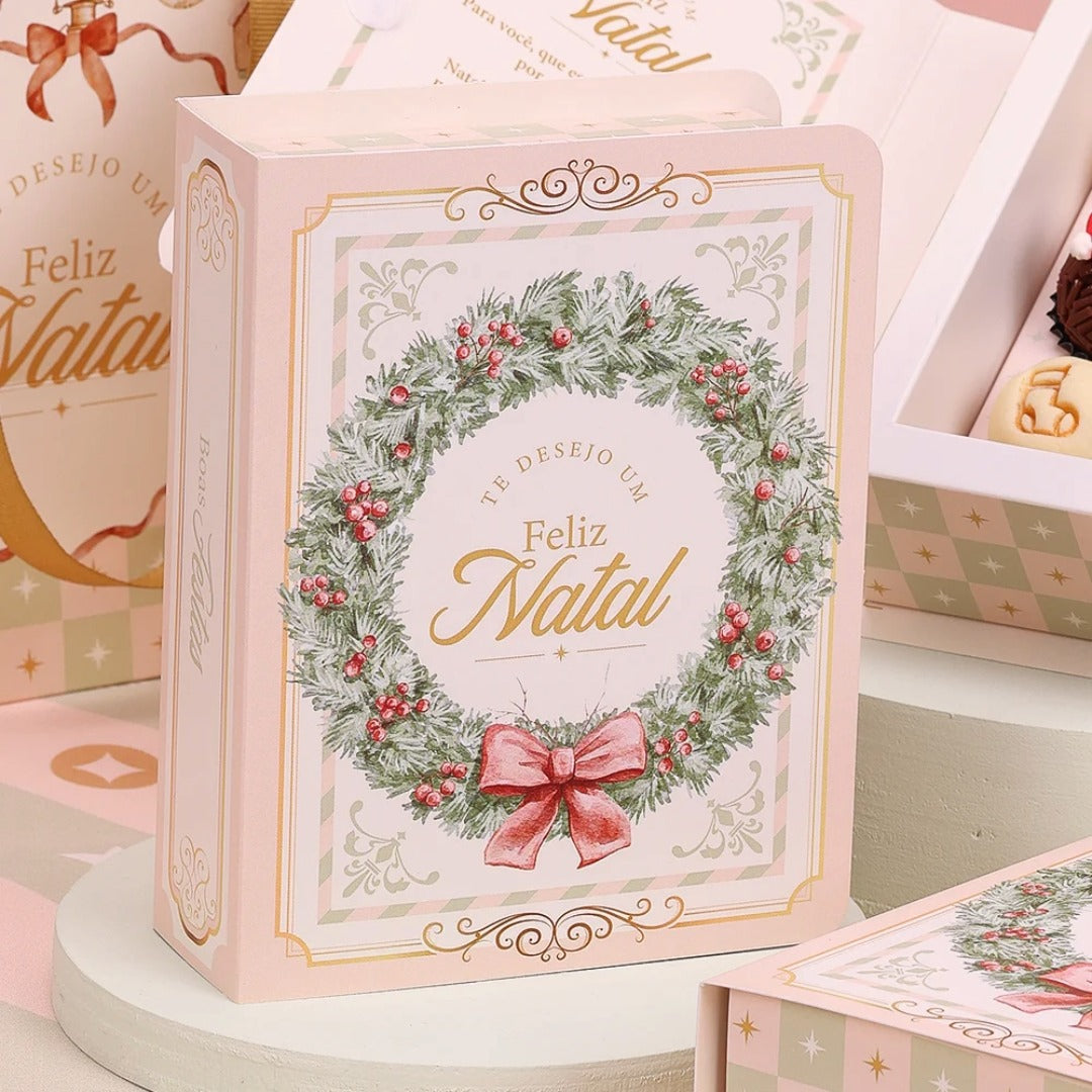 6 Cavities Christmas Brigadeiro Book Box with Velcro Closure – Grace Theme (5 Pack)