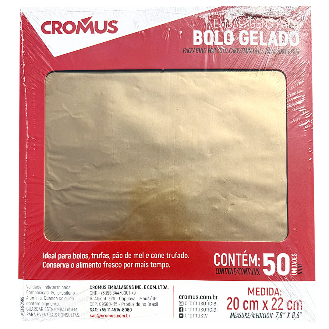 Wrapping for Bolo Gelado | Matte/Fosco Gold 20x22cm (50 Pack)