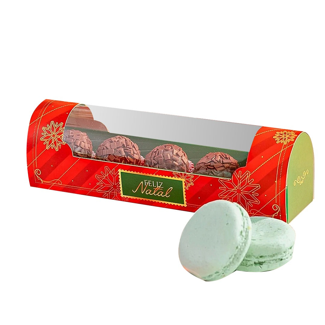 Packaging for 6 Macarons or 5 Sweets - Christmas Theme (10-Pack)