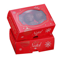 Thumbnail for 6 Cavities Christmas Brigadeiro Box With Clear Lid Happy Holidays Theme (10 pack)