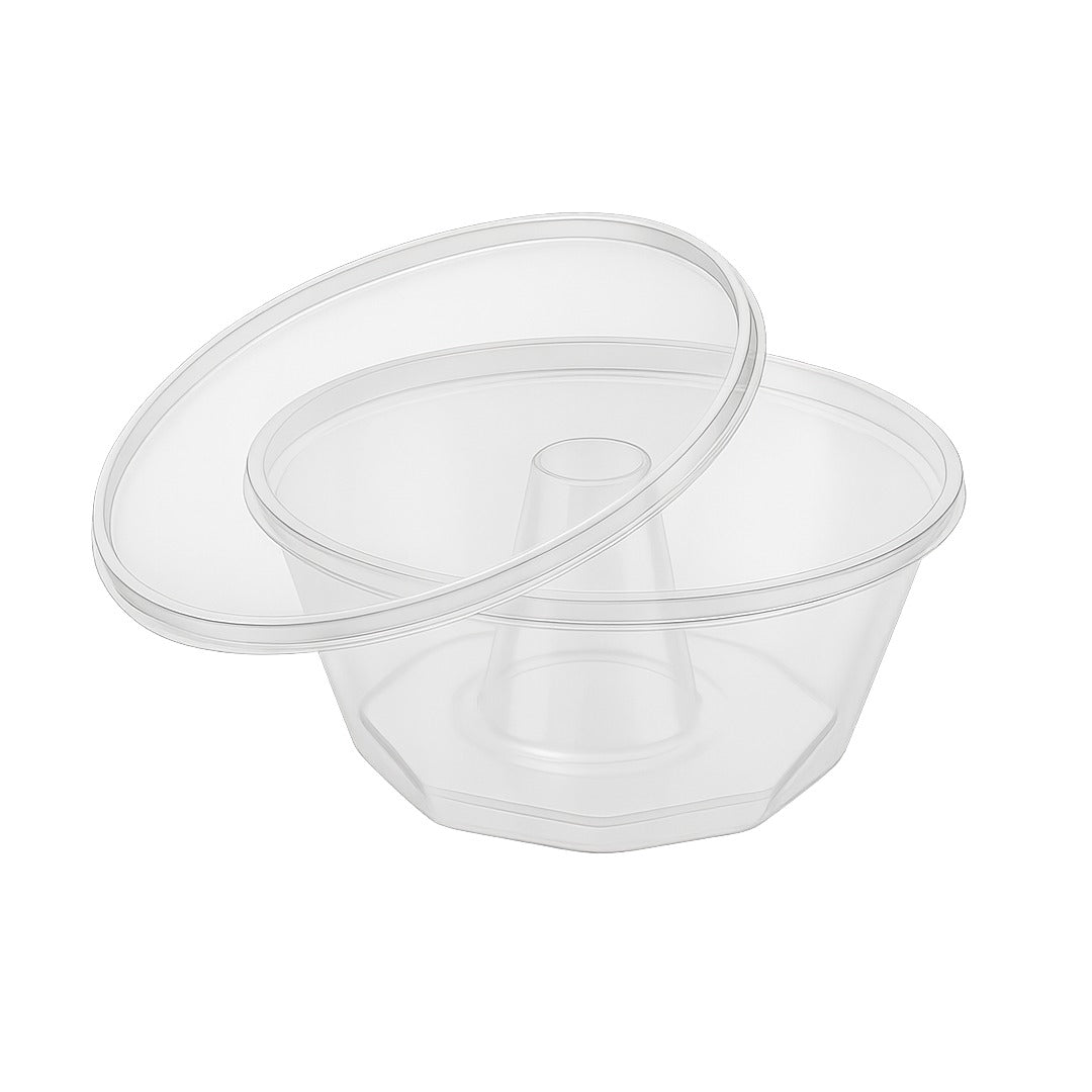 Oven Safe Plastic Mini Pudding/Flan Pan With Lid - 20 Pack (80ml)