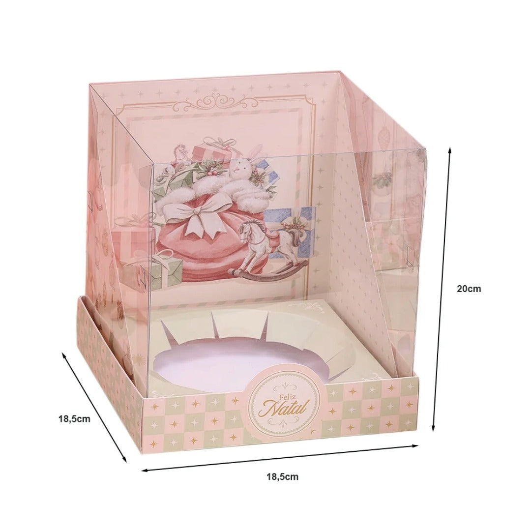 Panettone Box 500g with Acetate Lid - Grace Theme | Elegant Christmas Packaging (5 Units)