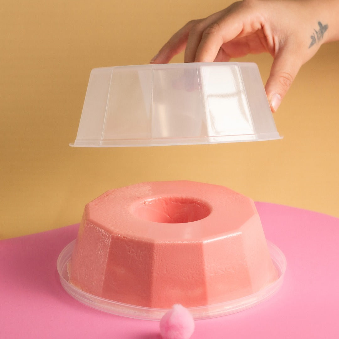 Oven Safe Plastic Extra Large Pudding/Flan Pan With Lid - 5 Pack (1.1L) Fluted Pudding