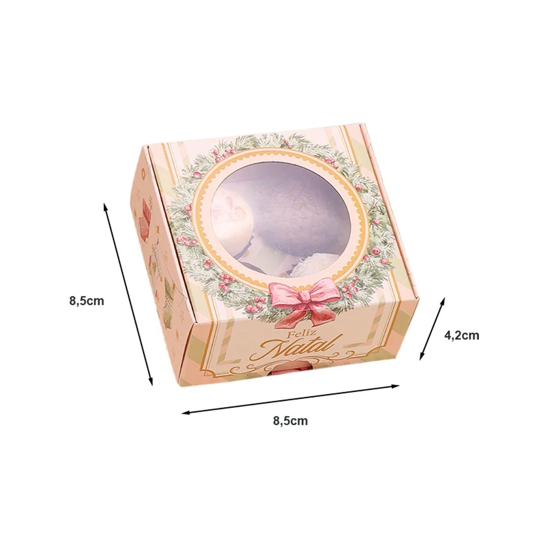 4 Cavities Christmas Brigadeiro Box with Clear Lid - Grace Theme (10 Pack)