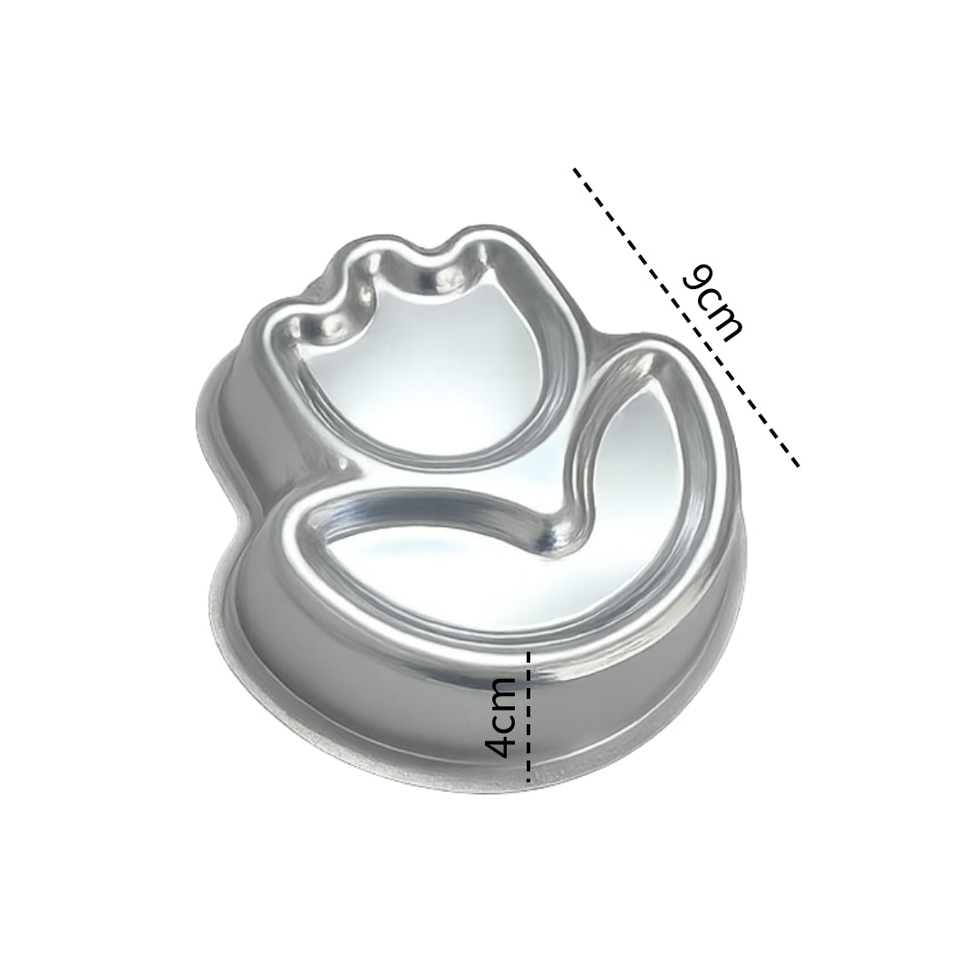Mini Tulip Aluminum Cake Mold – Set of 4 (9 x 4 cm) by Caparroz – Oven-Safe & Food-Grade