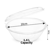 Thumbnail for Ultra-Clear Plastic Dessert Bowl with Tamper-Evident Dome Lid (10-Pack) – 1.4L Capacity