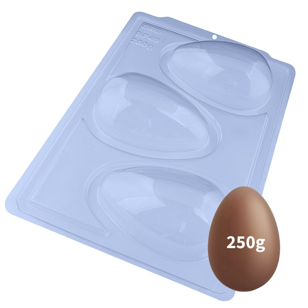 PRO Plain Easter Egg 3-Part Chocolate Mold 250g Shell (BWB)
