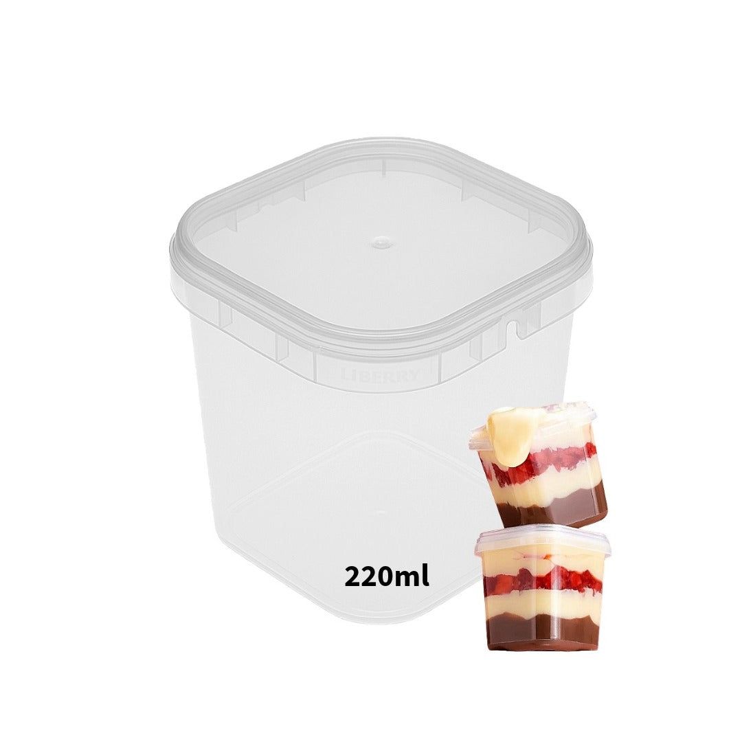 Square Containers For Cake In A Jar With Lid  (220ml) - 10 Pack