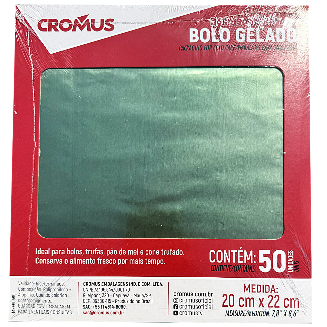 Wrapping for Bolo Gelado | Shiny Pistachio 20x22cm (50 Pack)