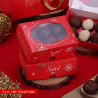 Thumbnail for 6 Cavities Christmas Brigadeiro Box With Clear Lid Happy Holidays Theme (10 pack)