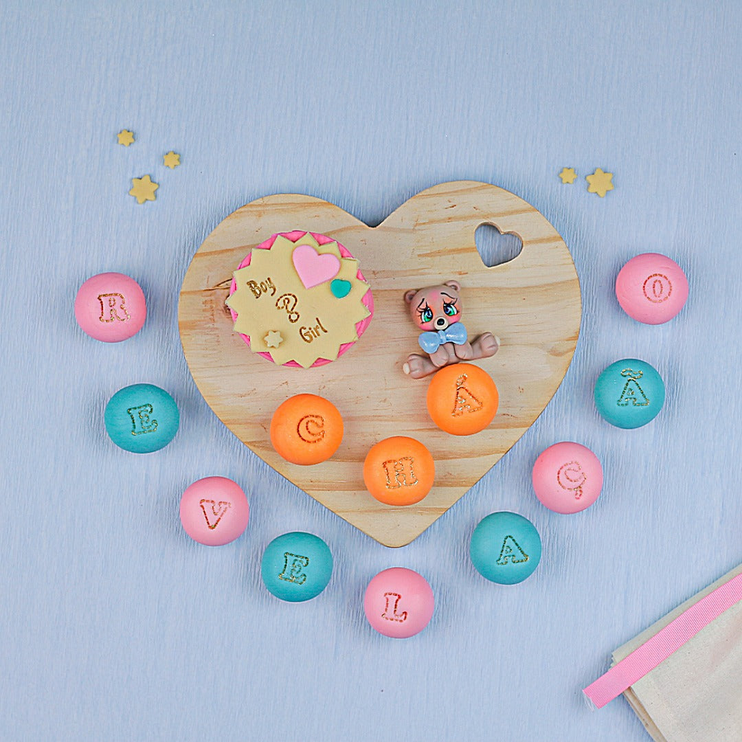 Mini Fondant & Brigadeiro Embosser Stamp Set | 2cm (Balloon Letters | Letras Fofas