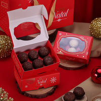 Thumbnail for 6 Cavities Christmas Brigadeiro Box With Clear Lid Happy Holidays Theme (10 pack)