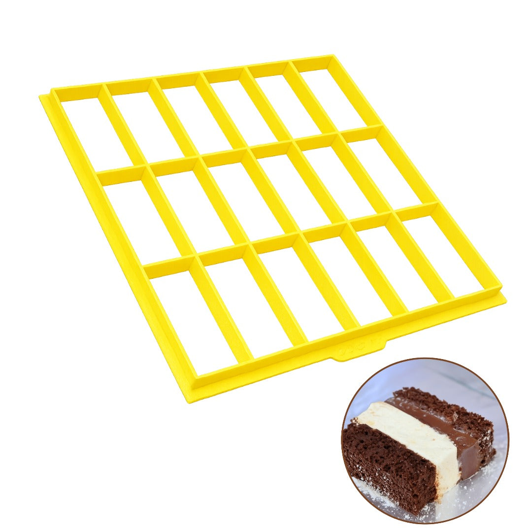 Frozen Cake Slice Cutter Grid for Brazilian-style Iced Cake | Light Yellow