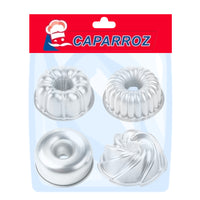 Thumbnail for Mini Decorative Aluminum Cake Pans – 4 Assorted Designs (3.5 x 1.6 in) 9 x 4 cm – Caparroz – Set of 4