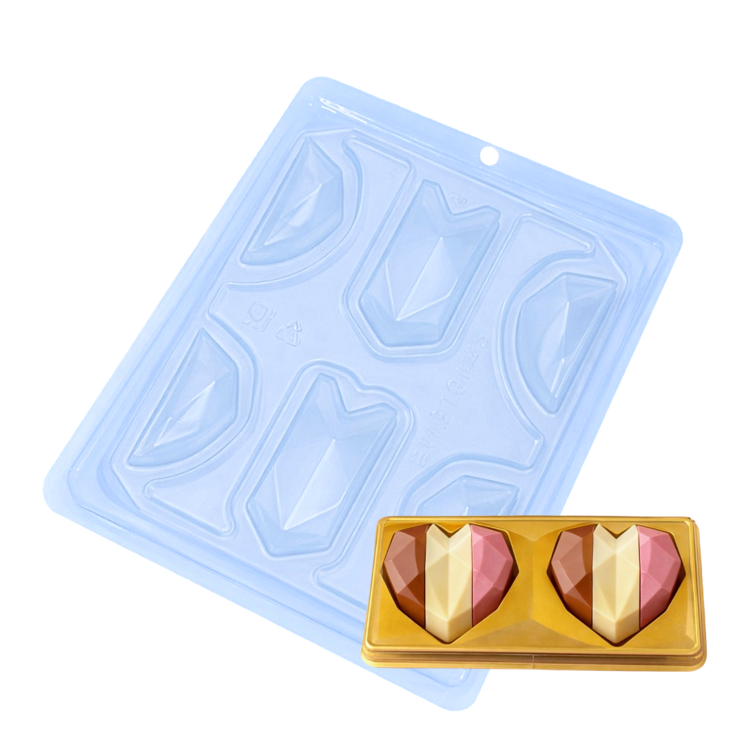 Sliced Hearts 200g (Shell) 3-Part Chocolate Mold (BWB)