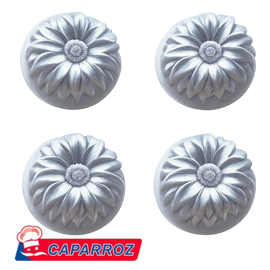 Mini Decorative Aluminum Pans – Sunflower Shape (3.5 x 1.6 in) 9 x 4cm | Caparroz – Set of 4