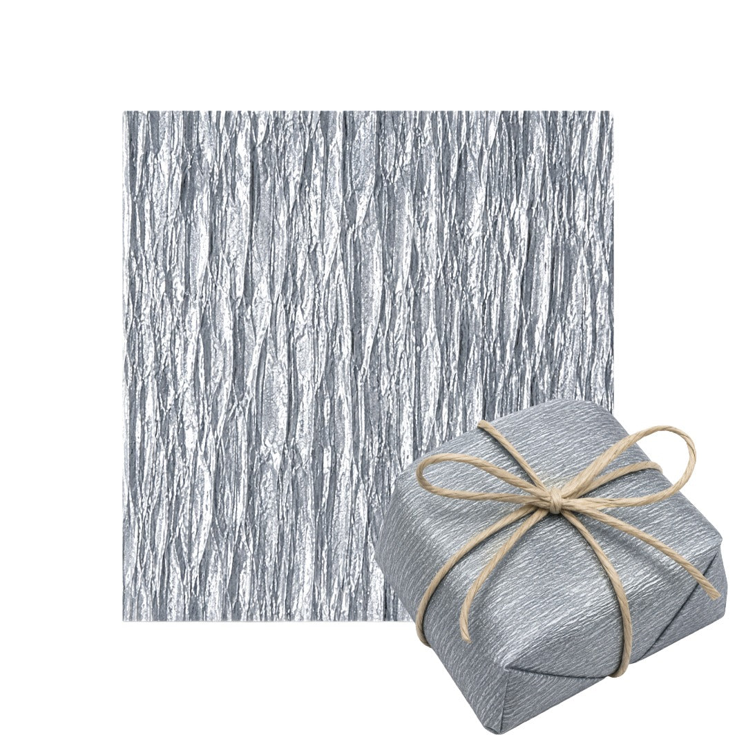 Folhas de Papel Crepom para Embrulho de Bem Casados 15cm x 15cm Pérola Grafite (40 Folhas)
