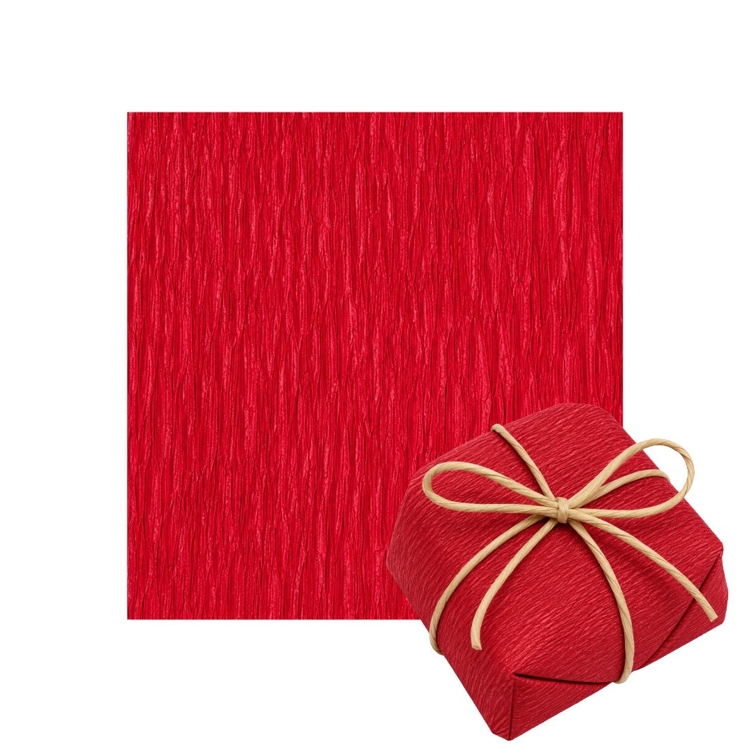 Folhas de Papel Crepom para Embalagem de Bem Casados 15cm x 15cm Vermelho (40 Folhas)