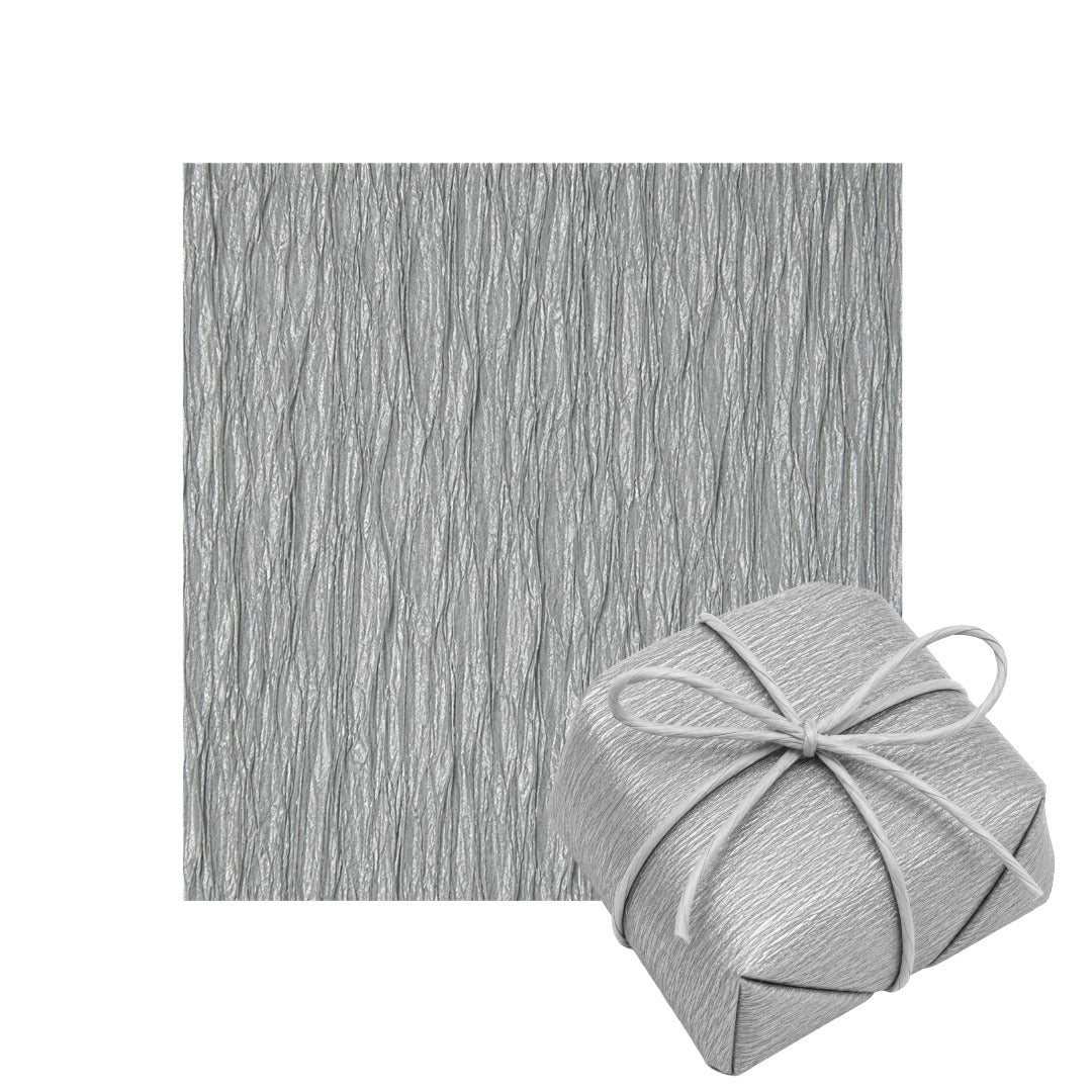 Folhas de Papel Crepom para Embrulho de Bem Casados 15cm x 15cm Prata (40 Folhas)